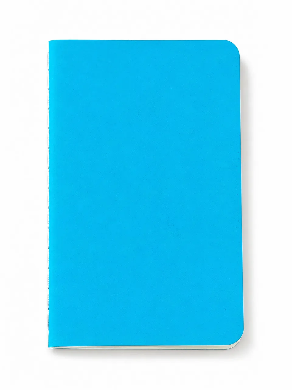 Bright Cyan Rounded Softcover Notebook with Ruled Writing Pages — notebook sample reference