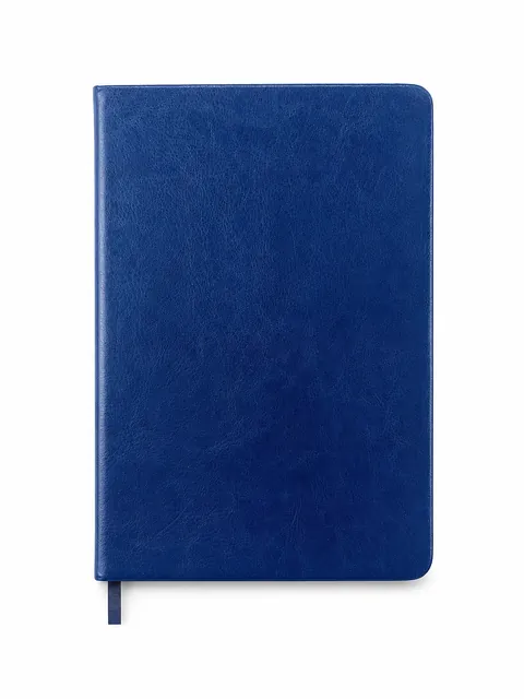 Case 11 front view: Navy Textured Notebook with Ribbon Bookmark and Ruled Pages