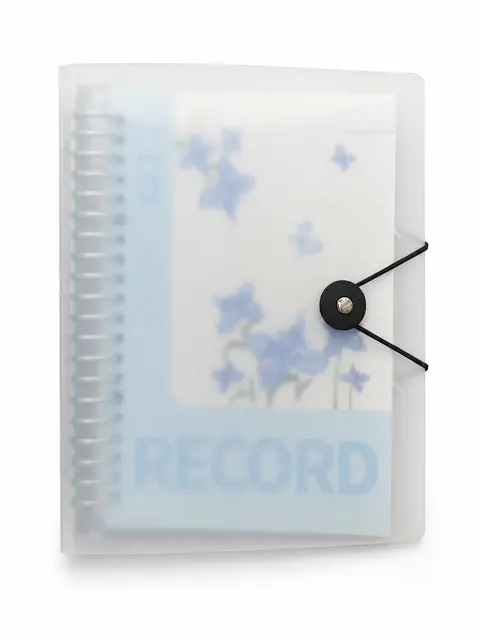 Frosted Transparent Ring Notebook with Record Insert and String Closure, Case 13