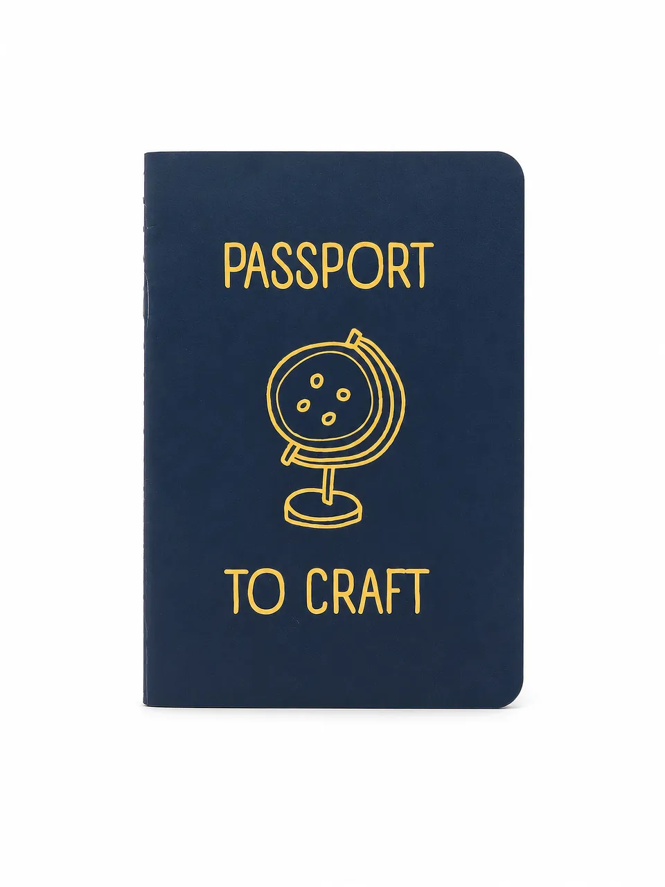 Navy Passport-Style Craft Notebook with Blank Pages — notebook sample reference