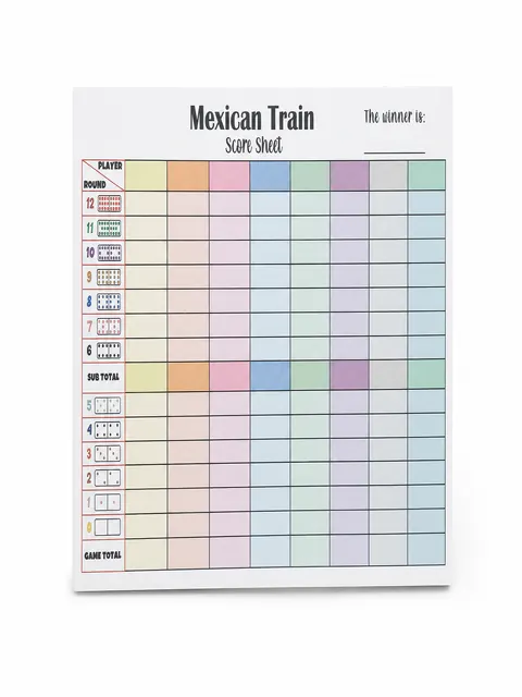 Mexican Train Score Pad with Multicolor Game Scoring Form, Case 21
