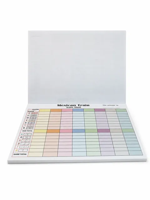 Mexican Train Score Pad with Multicolor Game Scoring Form, Case 21