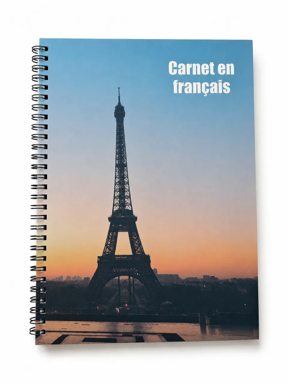 Eiffel Tower French Spiral Notebook with Grid Pages — notebook sample reference