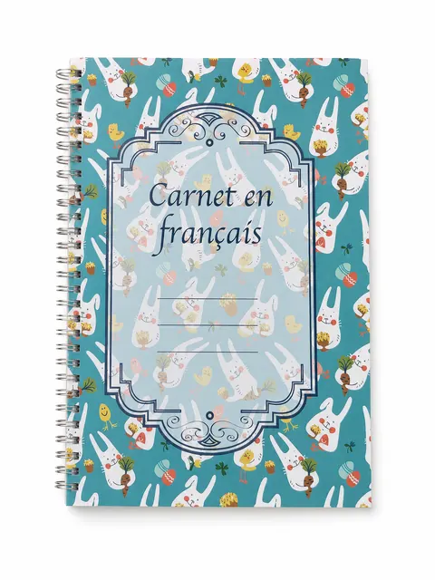 Blue illustrated French spiral notebook, Case 26