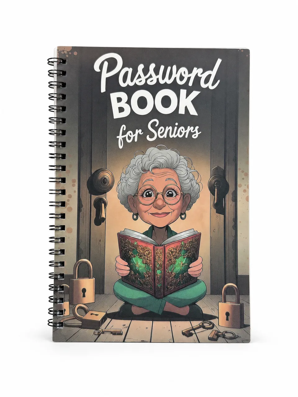 Password Organizer Spiral Book with Structured Entry Pages — notebook sample reference