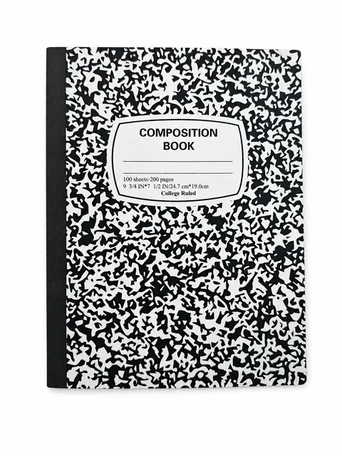 Black Marble Composition Book with Ruled Pages, Case 35