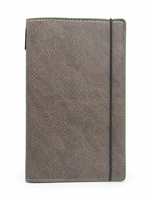 Taupe Leather-Like Reusable Notebook Cover with Green Lining, Case 47