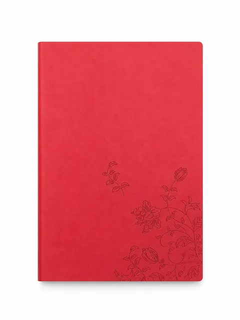 Red Floral Softcover Notebook with Lined Pages, Case 62