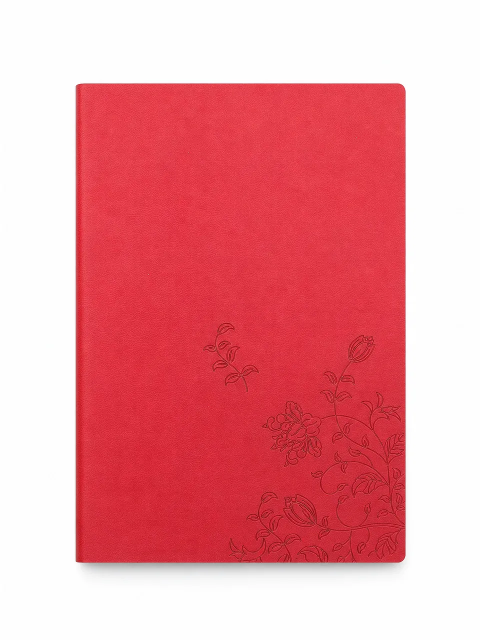 Red Floral Softcover Notebook with Lined Pages — notebook sample reference