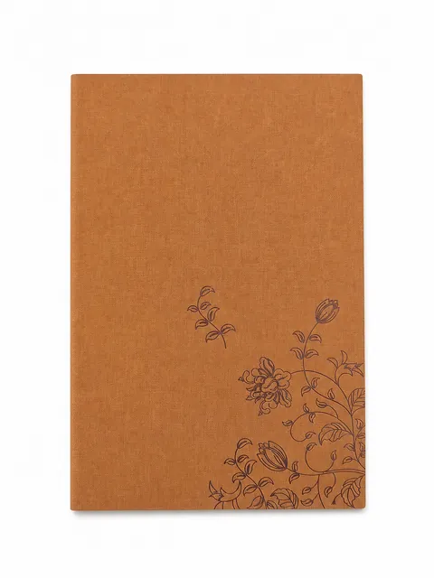 Orange Floral Softcover Notebook with Lined Page Reference, Case 63