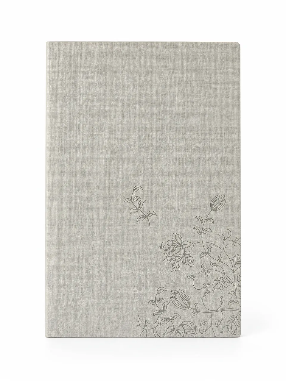 Light Gray Floral Softcover Notebook with Neutral Cover — notebook sample reference
