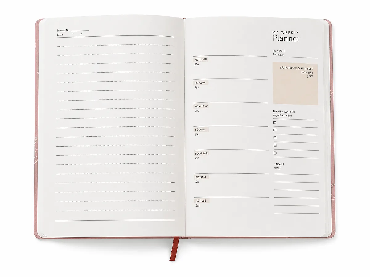 Planner pages with weekly layout, Case 05