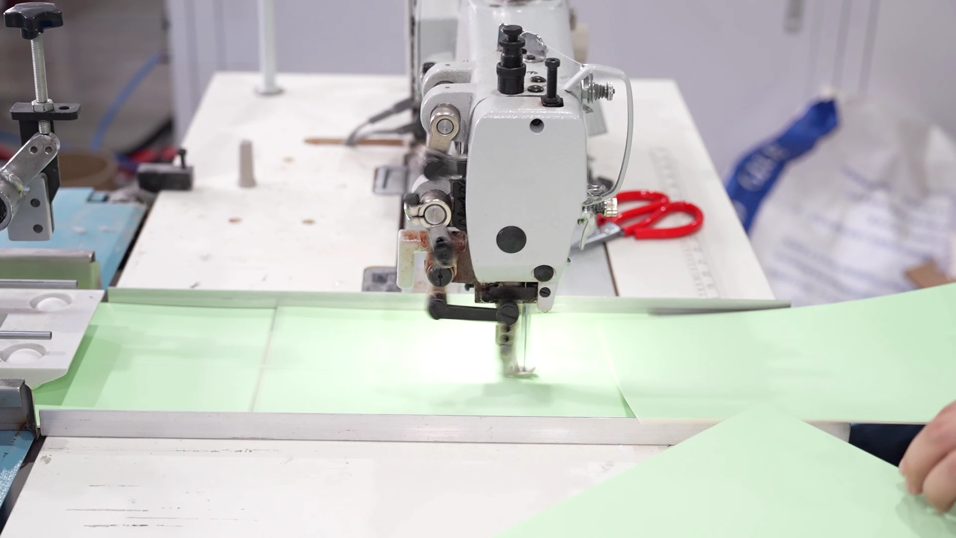 Thread sewing operation in the factory