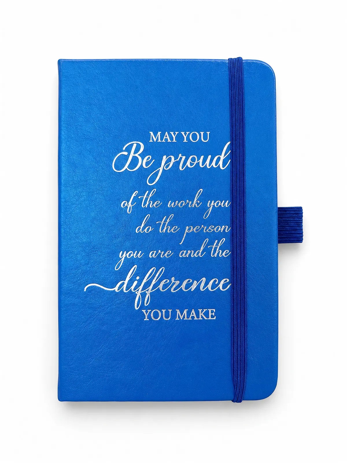Blue Quote Elastic Strap Notebook front view