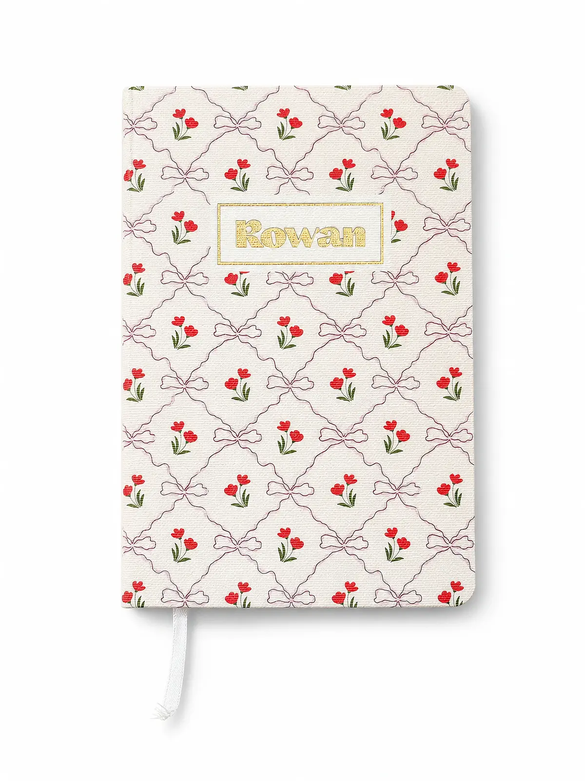 Slim Floral Softcover Notebook with Ribbon Bookmark front view