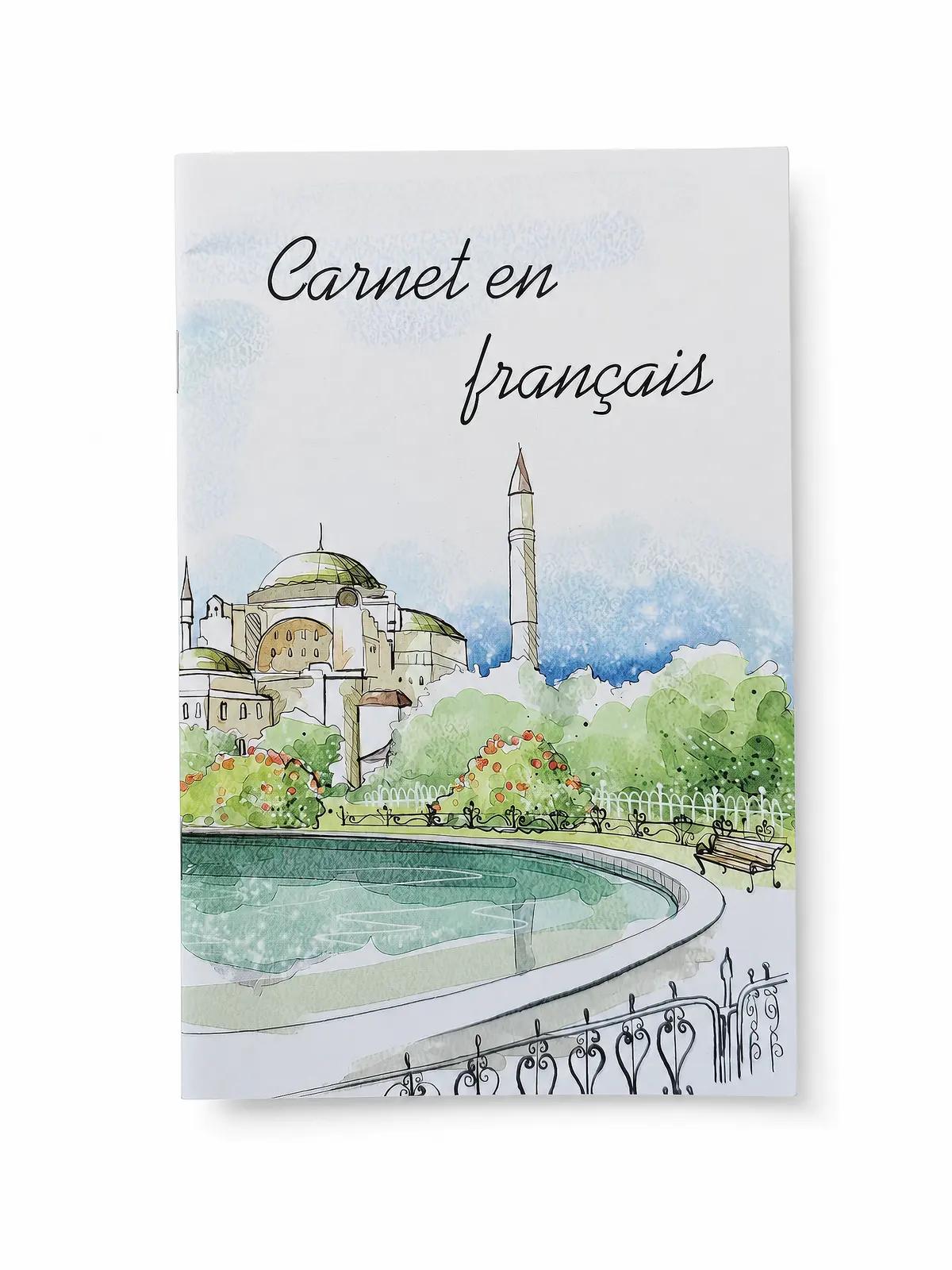 Watercolor French Softcover Notebook front view