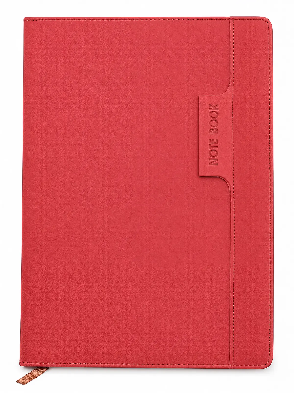 Red Tab-Cut PU Notebook front view