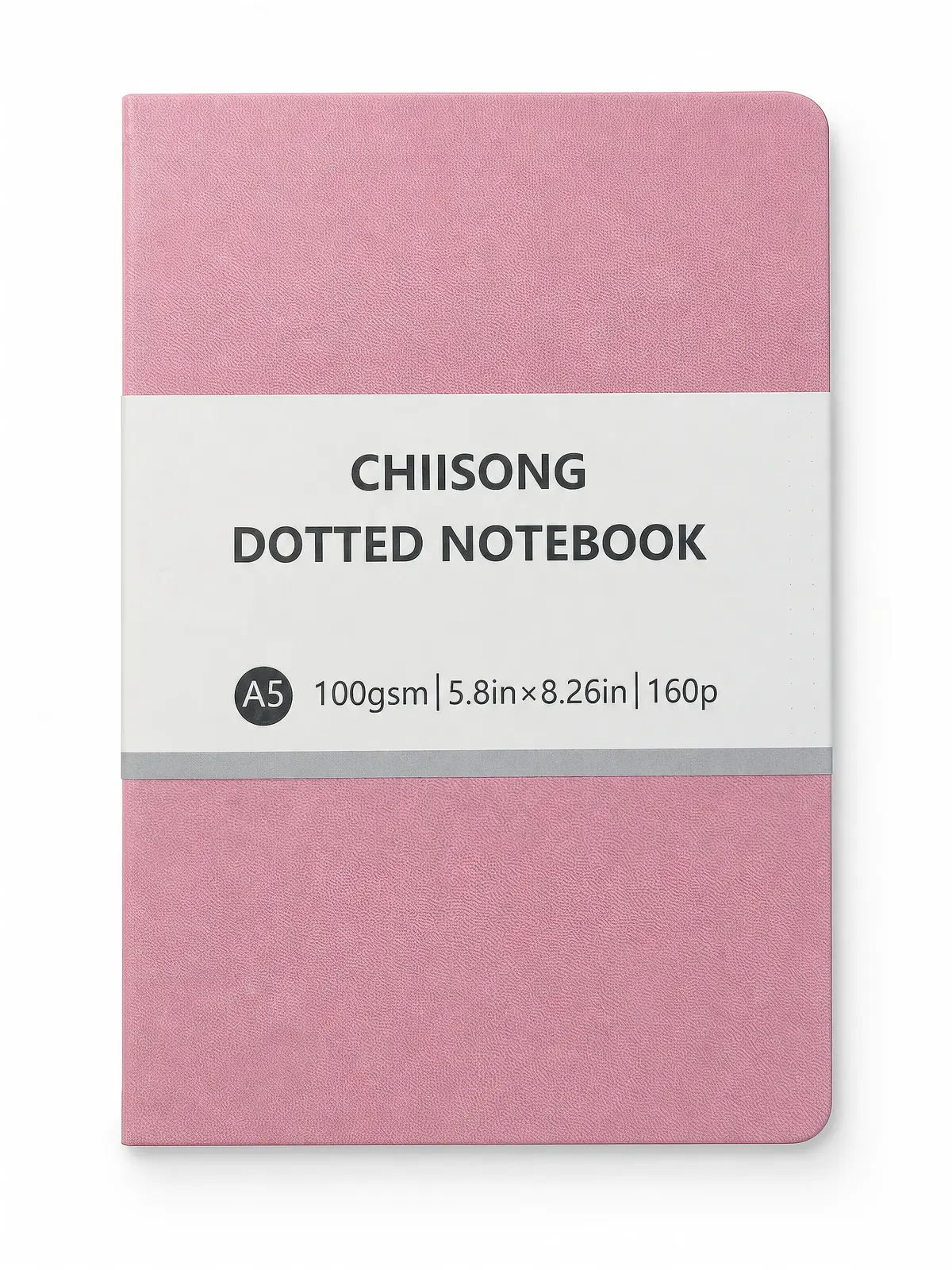 Pink Dotted Notebook with Belly Band front view
