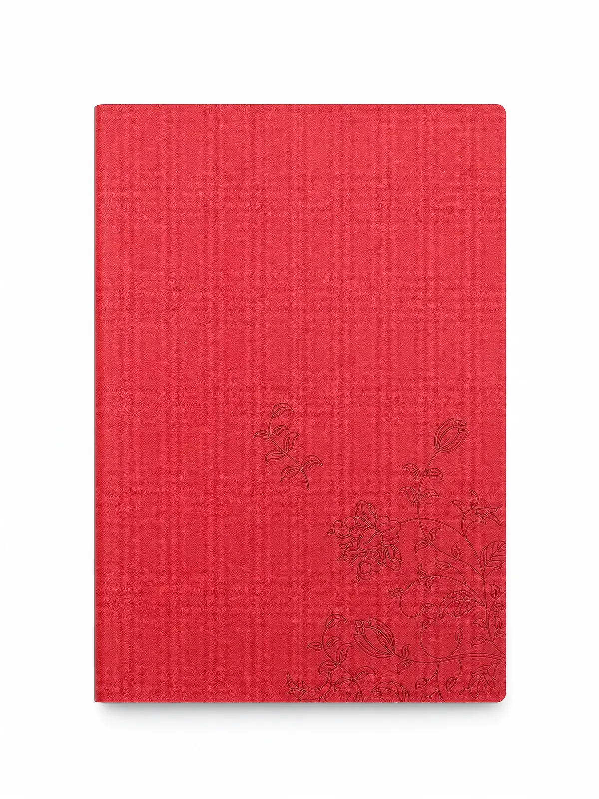 Red Floral Deboss Softcover Notebook front view