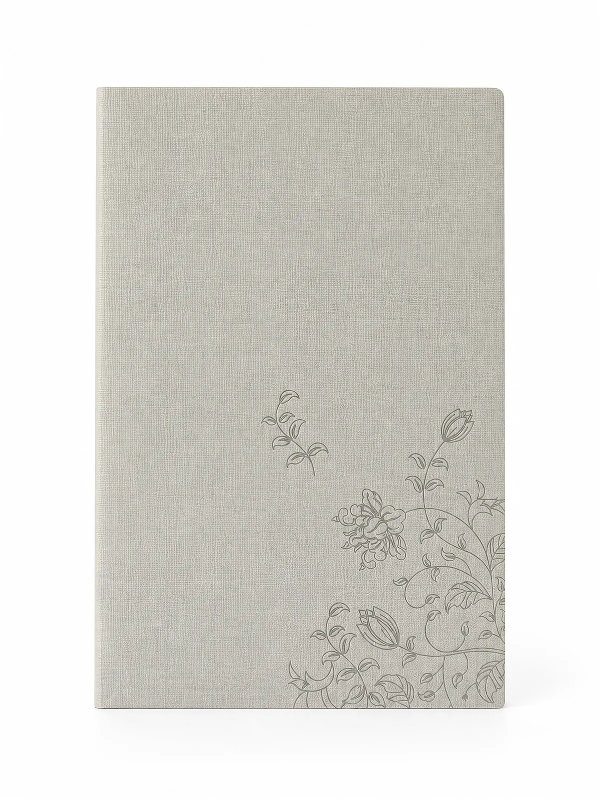 Beige Floral Deboss Softcover Notebook front view