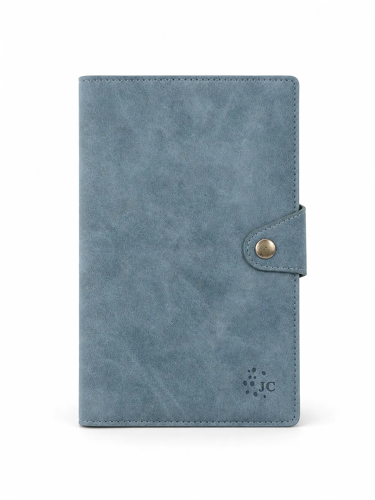 Blue Snap Button PU Notebook front view