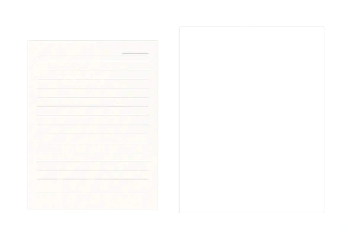 Clean white-background comparison of double offset paper beside A4 copy paper